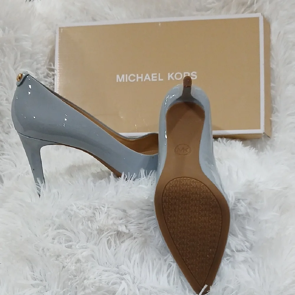 Michael Kors Glossy Blueish Gray Heels Pumps 3 Inch Heels - Picture 3 of 6